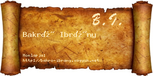 Bakró Ibrány névjegykártya